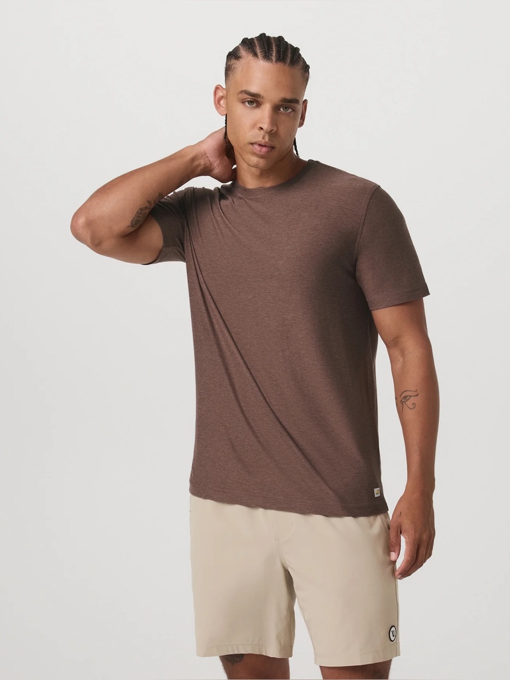 Vuori Strato Tech Brown Short Sleeve Performance Workout Gym Tee Men’s Large